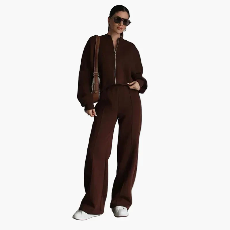 Damen Oversize Freizeitanzug Zweiteiler mit weiter Hose und Reißverschlussjacke – Lässiger Streetwear-Look - Image 12