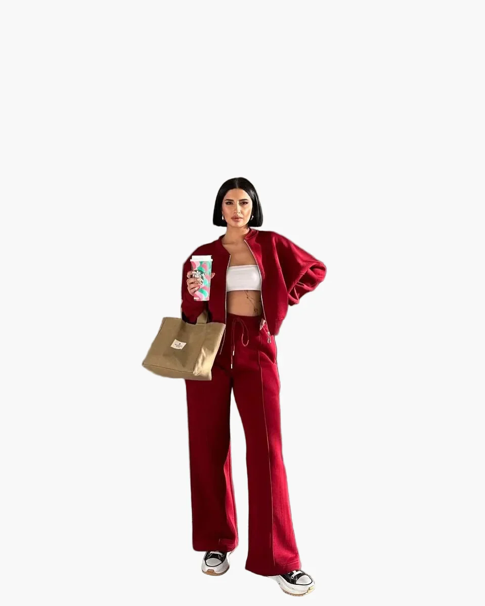 Damen Oversize Freizeitanzug Zweiteiler mit weiter Hose und Reißverschlussjacke – Lässiger Streetwear-Look - Image 8