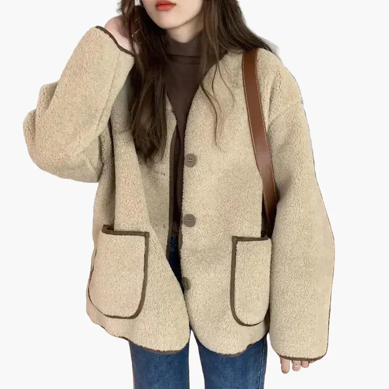 Damen Oversize Freizeitjacke im Streetstyle-Look – Lässige Übergangsjacke mit Knöpfen und Taschen