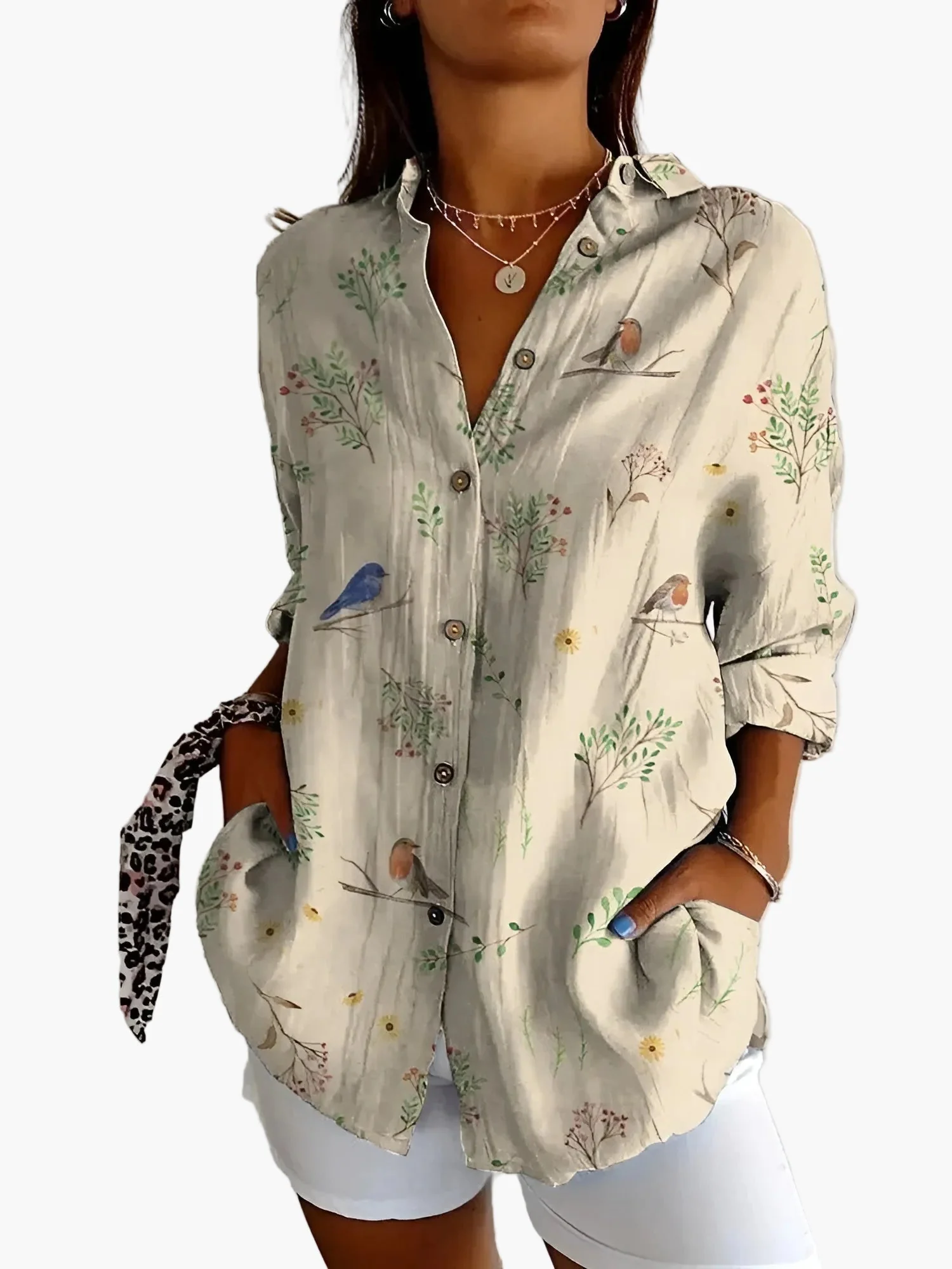 Damen Oversize Hemdbluse mit Blumenmuster – Lässiger Retro-Style für Freizeit & Alltag - Image 5