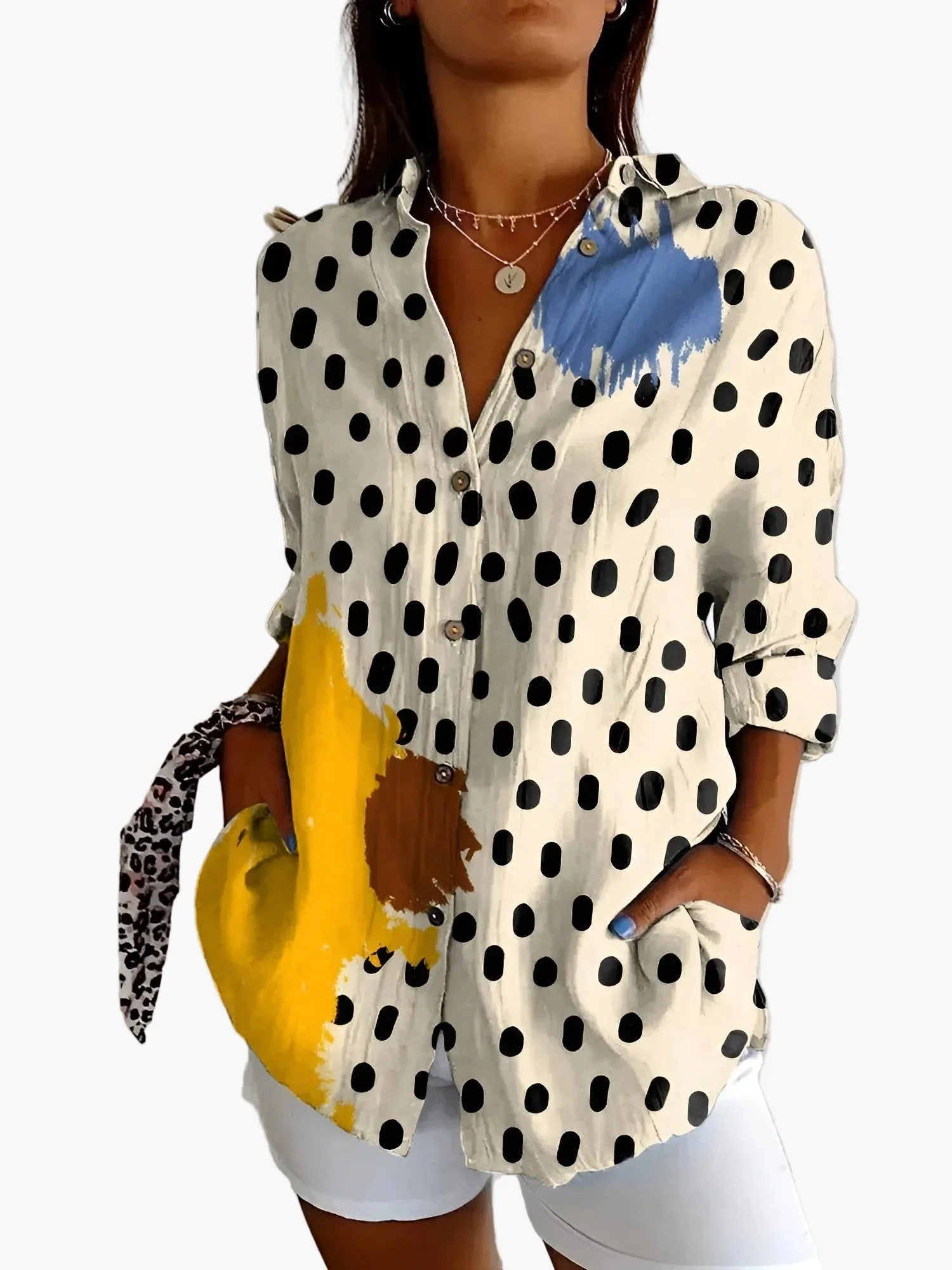 Damen Oversize Hemdbluse mit Blumenmuster – Lässiger Retro-Style für Freizeit & Alltag - Image 9