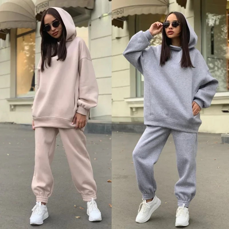 Damen Oversize Hoodie Jogginganzug Zweiteiliges Set Freizeit Streetstyle - Image 10