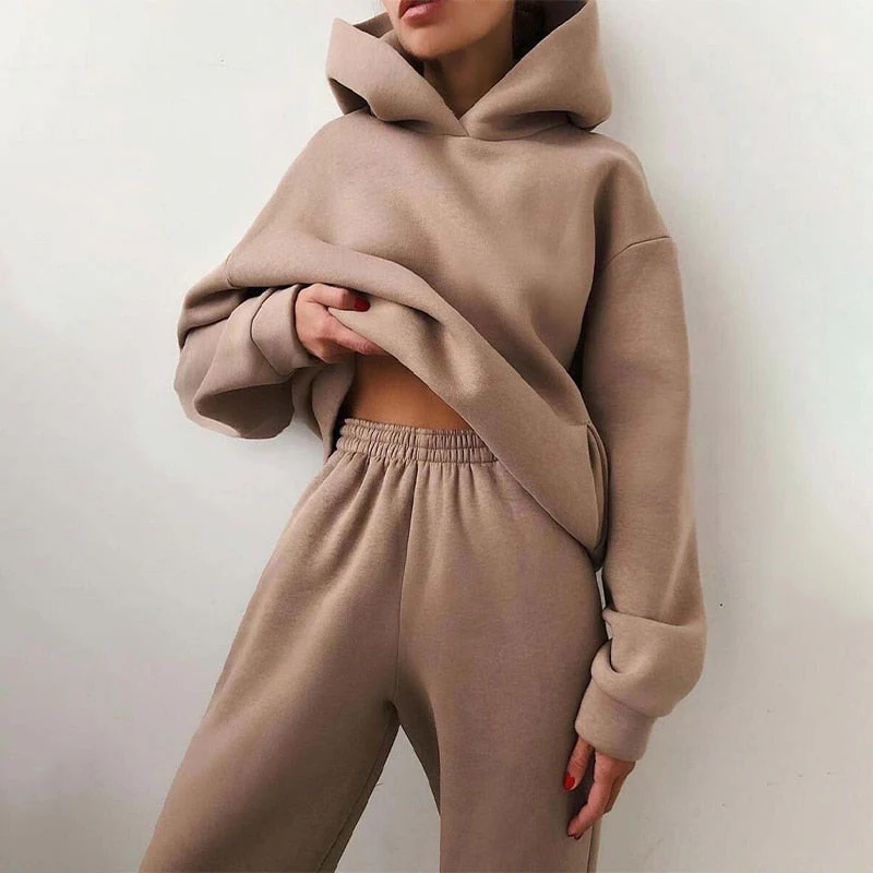 Damen Oversize Lounge Jogginganzug mit Kapuze – Gemütliches Freizeit- und Streetwear-Set