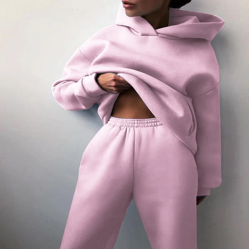 Damen Oversize Lounge Jogginganzug mit Kapuze – Gemütliches Freizeit- und Streetwear-Set - Image 6