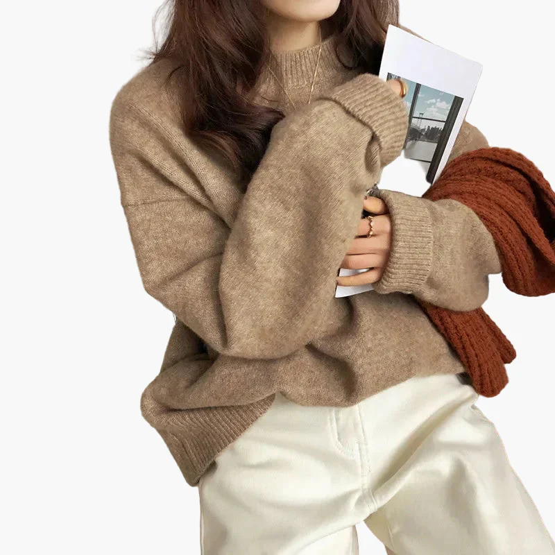 Damen Oversize Pullover Retro Lässiger Stil Herbst Winter Strickpullover - Image 3