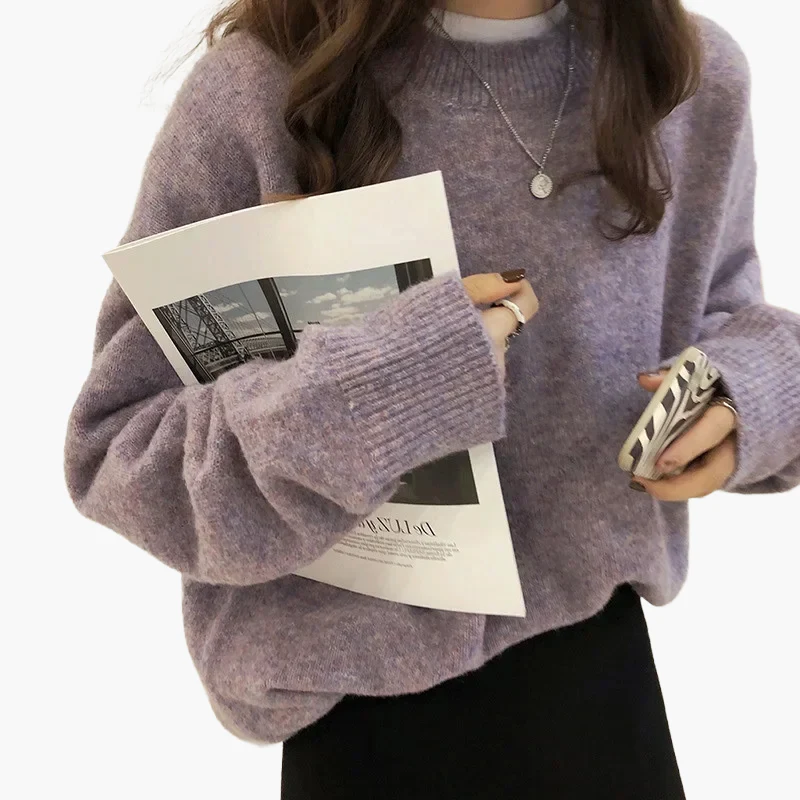 Damen Oversize Pullover Retro Lässiger Stil Herbst Winter Strickpullover - Image 5