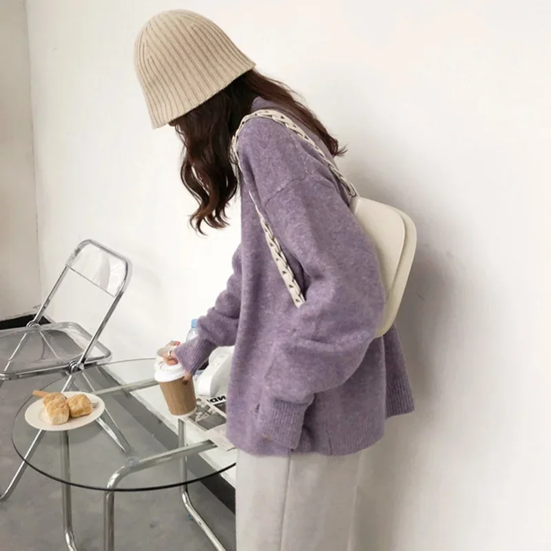 Damen Oversize Pullover Retro Lässiger Stil Herbst Winter Strickpullover - Image 6