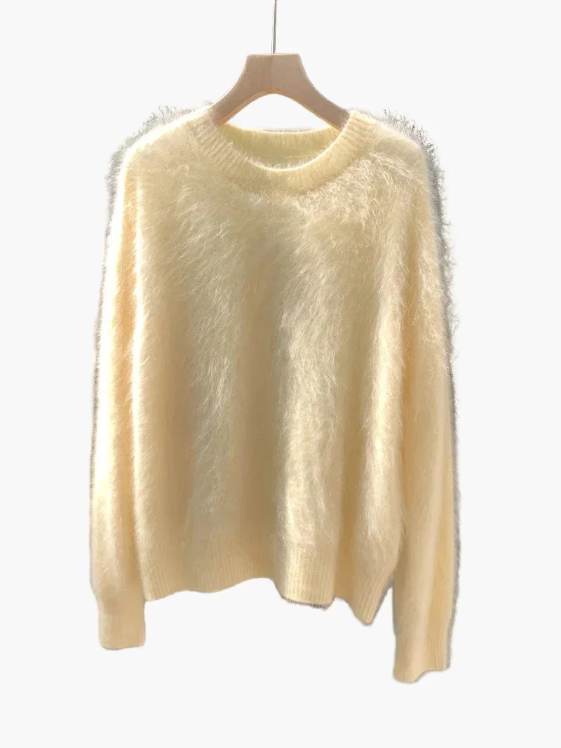 Damen Oversize Pullover mit Rundhalsausschnitt – Lässiger, flauschiger Strickpullover für Herbst und Winter - Image 10