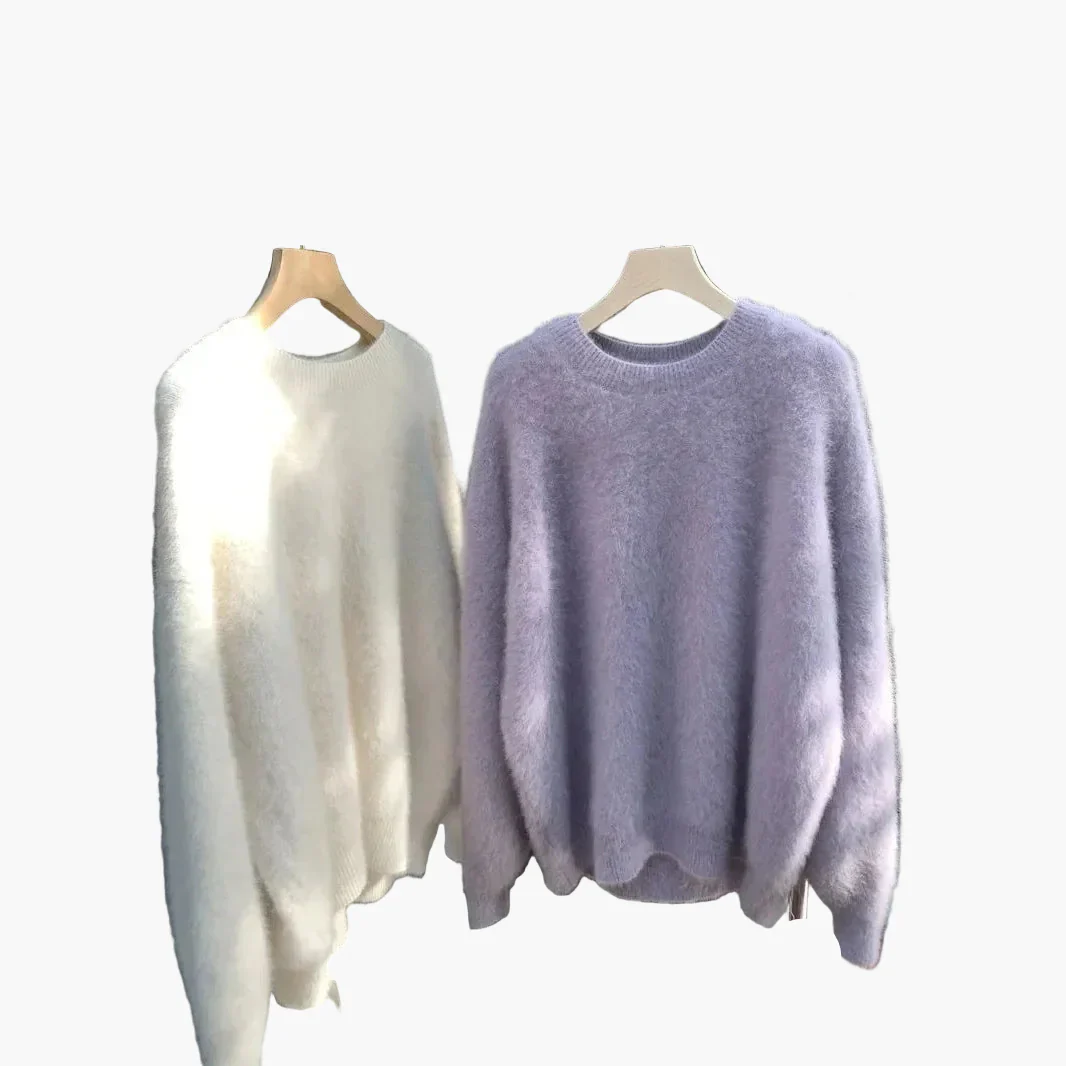 Damen Oversize Pullover mit Rundhalsausschnitt – Lässiger, flauschiger Strickpullover für Herbst und Winter - Image 12