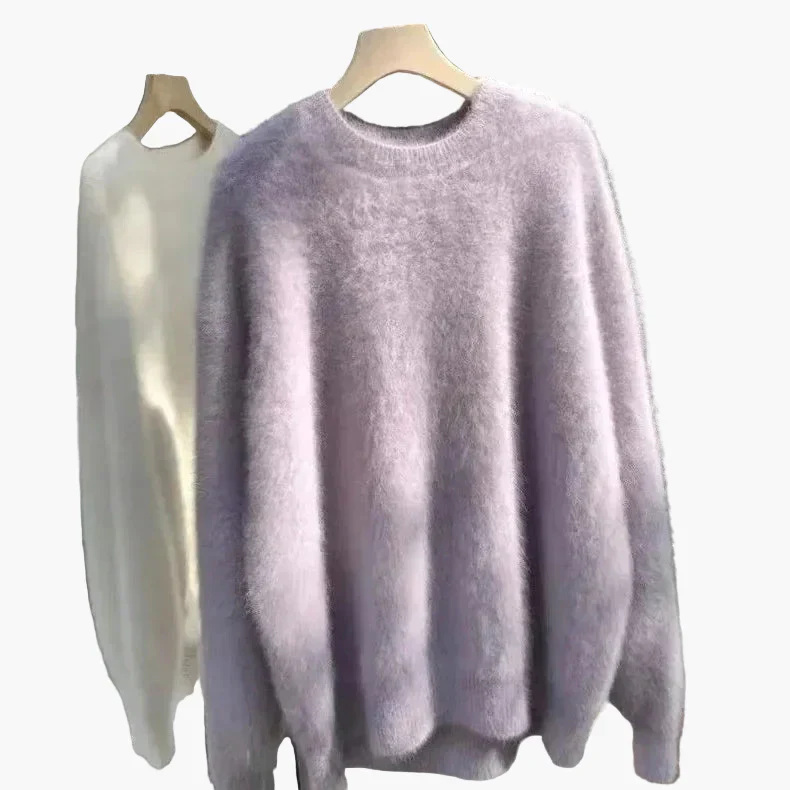 Damen Oversize Pullover mit Rundhalsausschnitt – Lässiger, flauschiger Strickpullover für Herbst und Winter - Image 13
