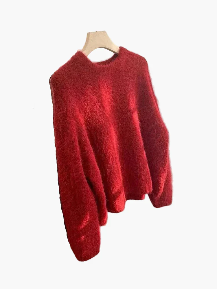 Damen Oversize Pullover mit Rundhalsausschnitt – Lässiger, flauschiger Strickpullover für Herbst und Winter - Image 3