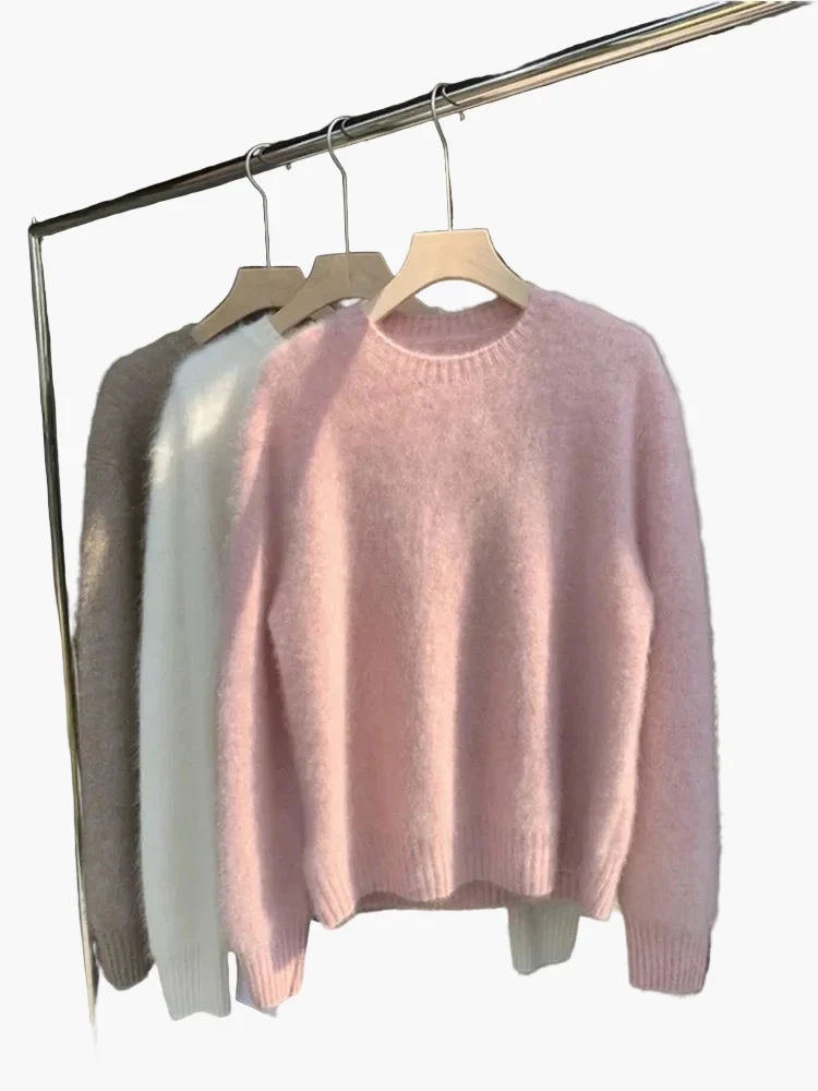 Damen Oversize Pullover mit Rundhalsausschnitt – Lässiger, flauschiger Strickpullover für Herbst und Winter - Image 4