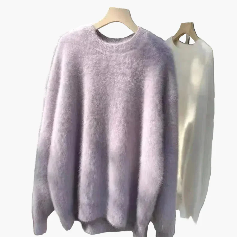 Damen Oversize Pullover mit Rundhalsausschnitt – Lässiger, flauschiger Strickpullover für Herbst und Winter - Image 5