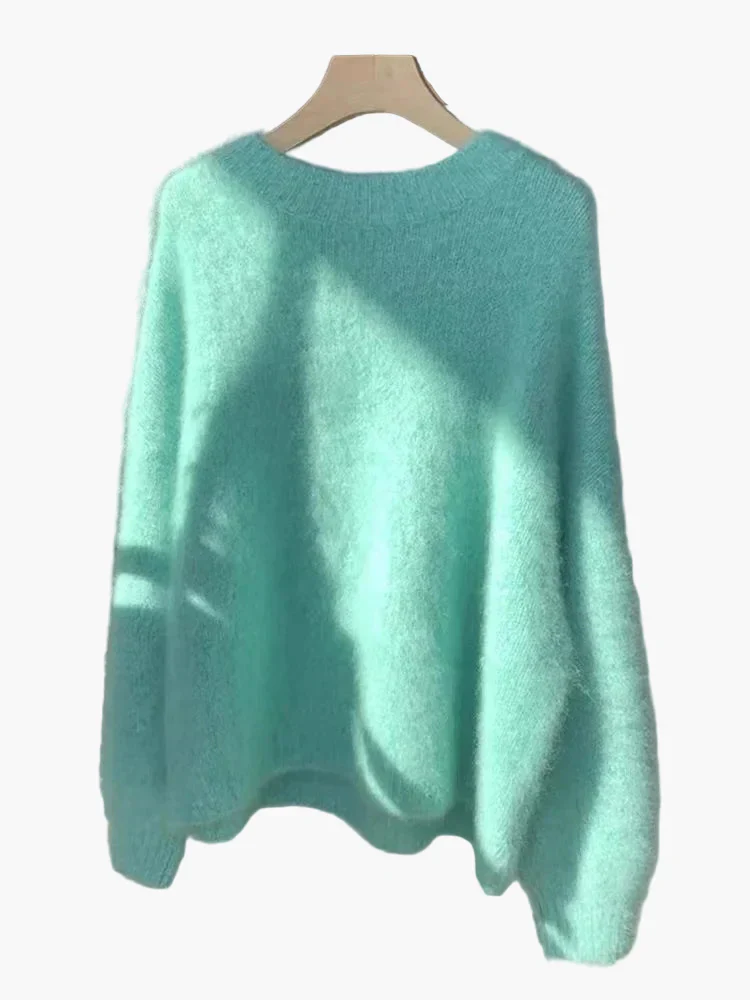 Damen Oversize Pullover mit Rundhalsausschnitt – Lässiger, flauschiger Strickpullover für Herbst und Winter - Image 7