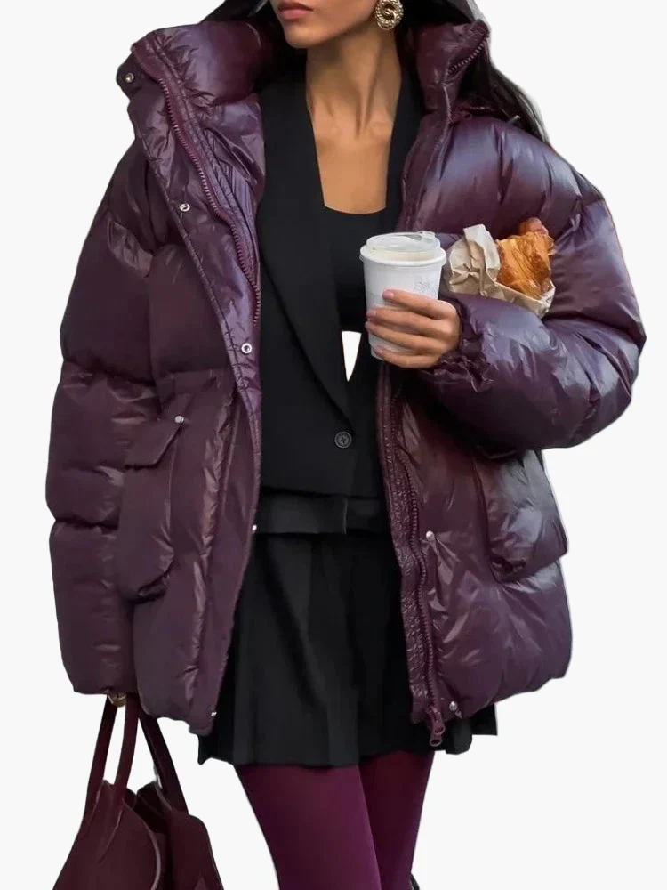 Damen Oversize Steppjacke Winter Elegant Alltag