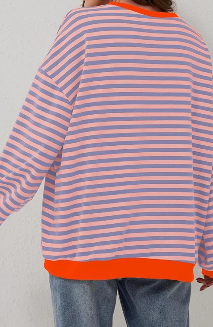 Damen Oversize Streifenpullover – Moderner Freizeitlook, Bequemer Style für Alltag & Freizeit - Image 12