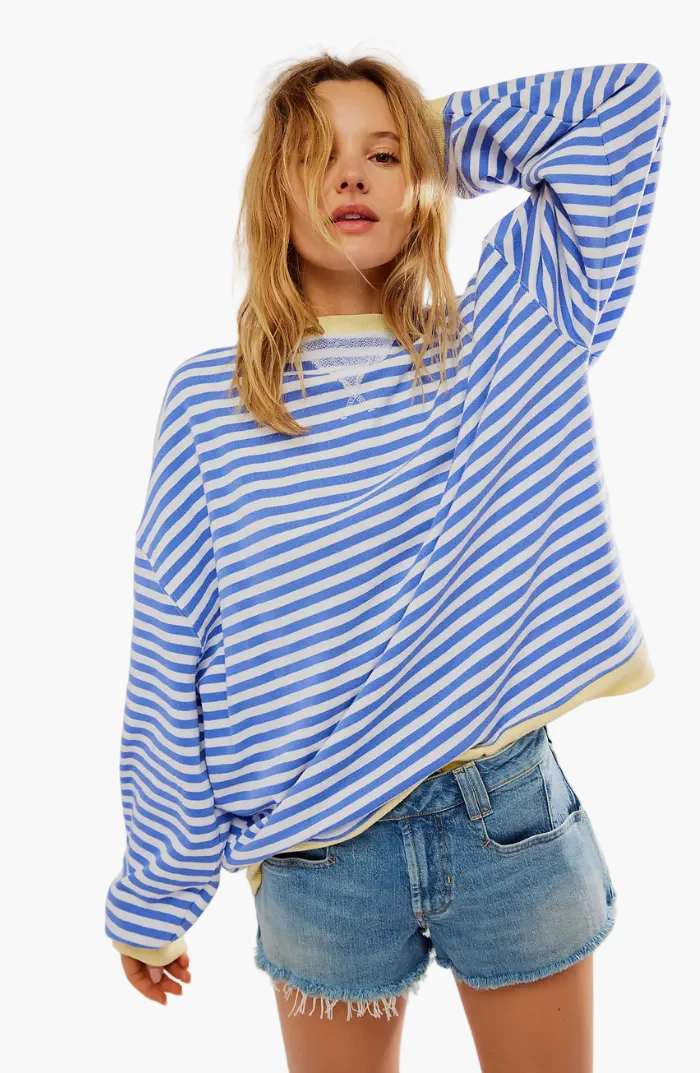 Damen Oversize Streifenpullover – Moderner Freizeitlook, Bequemer Style für Alltag & Freizeit - Image 3