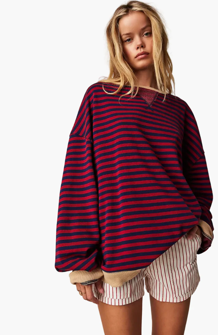 Damen Oversize Streifenpullover – Moderner Freizeitlook, Bequemer Style für Alltag & Freizeit - Image 7