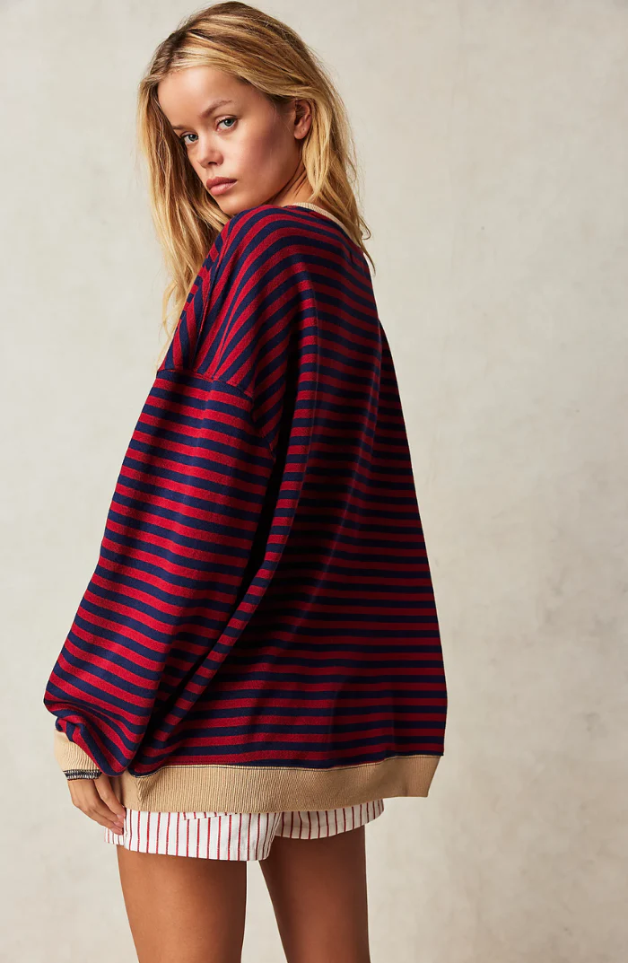 Damen Oversize Streifenpullover – Moderner Freizeitlook, Bequemer Style für Alltag & Freizeit - Image 8