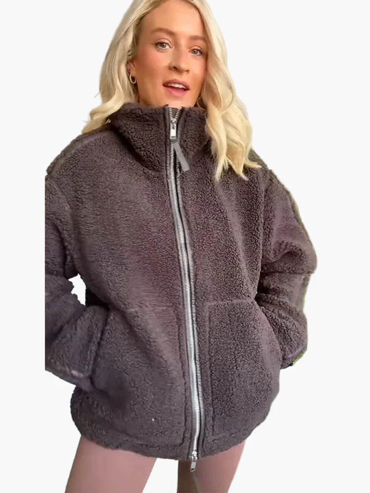 Damen Oversize Teddyjacke mit Reißverschluss – Trendige Winterjacke für Alltag und Freizeit - Image 3