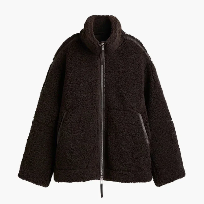 Damen Oversize Teddyjacke mit Reißverschluss – Trendige Winterjacke für Alltag und Freizeit - Image 6
