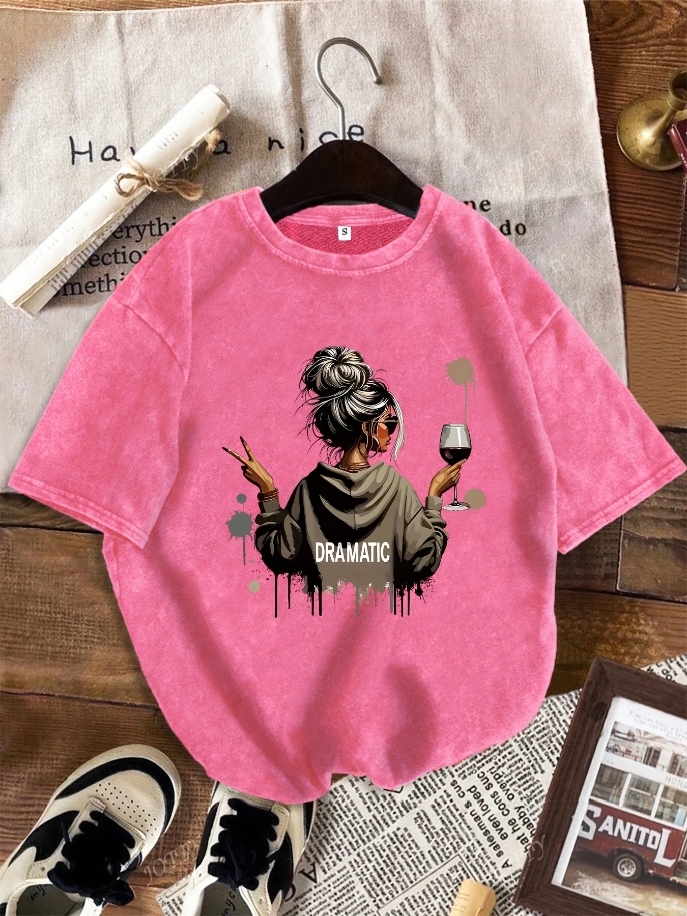 Damen Oversize T-Shirt Dramatic Print Streetstyle – Lässiges Statement-Shirt mit Grafik