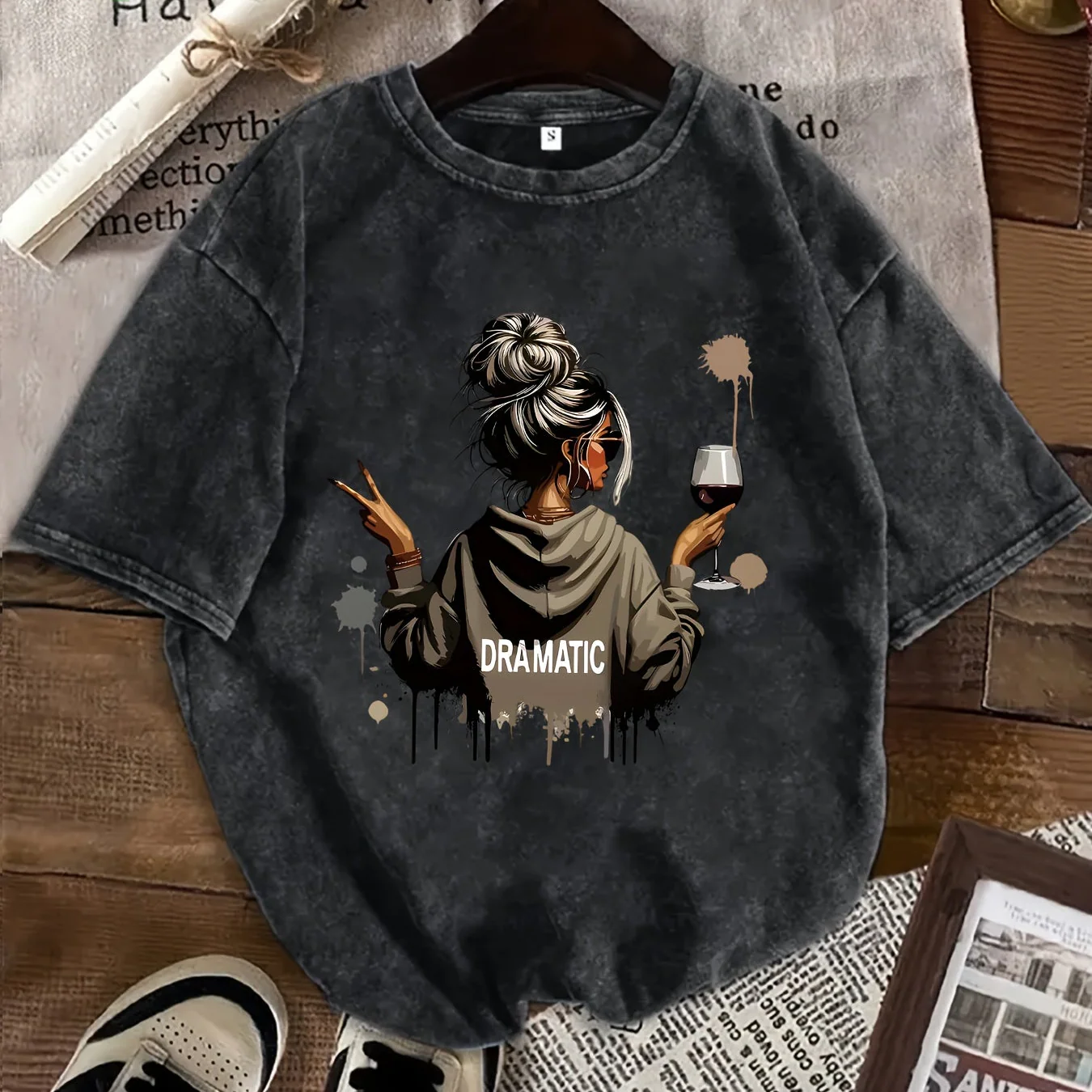 Damen Oversize T-Shirt Dramatic Print Streetstyle – Lässiges Statement-Shirt mit Grafik - Image 11