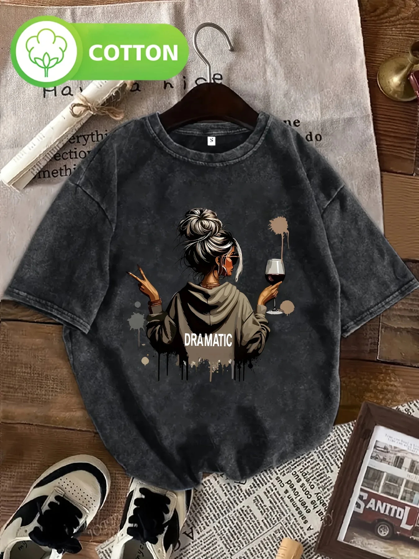 Damen Oversize T-Shirt Dramatic Print Streetstyle – Lässiges Statement-Shirt mit Grafik - Image 2