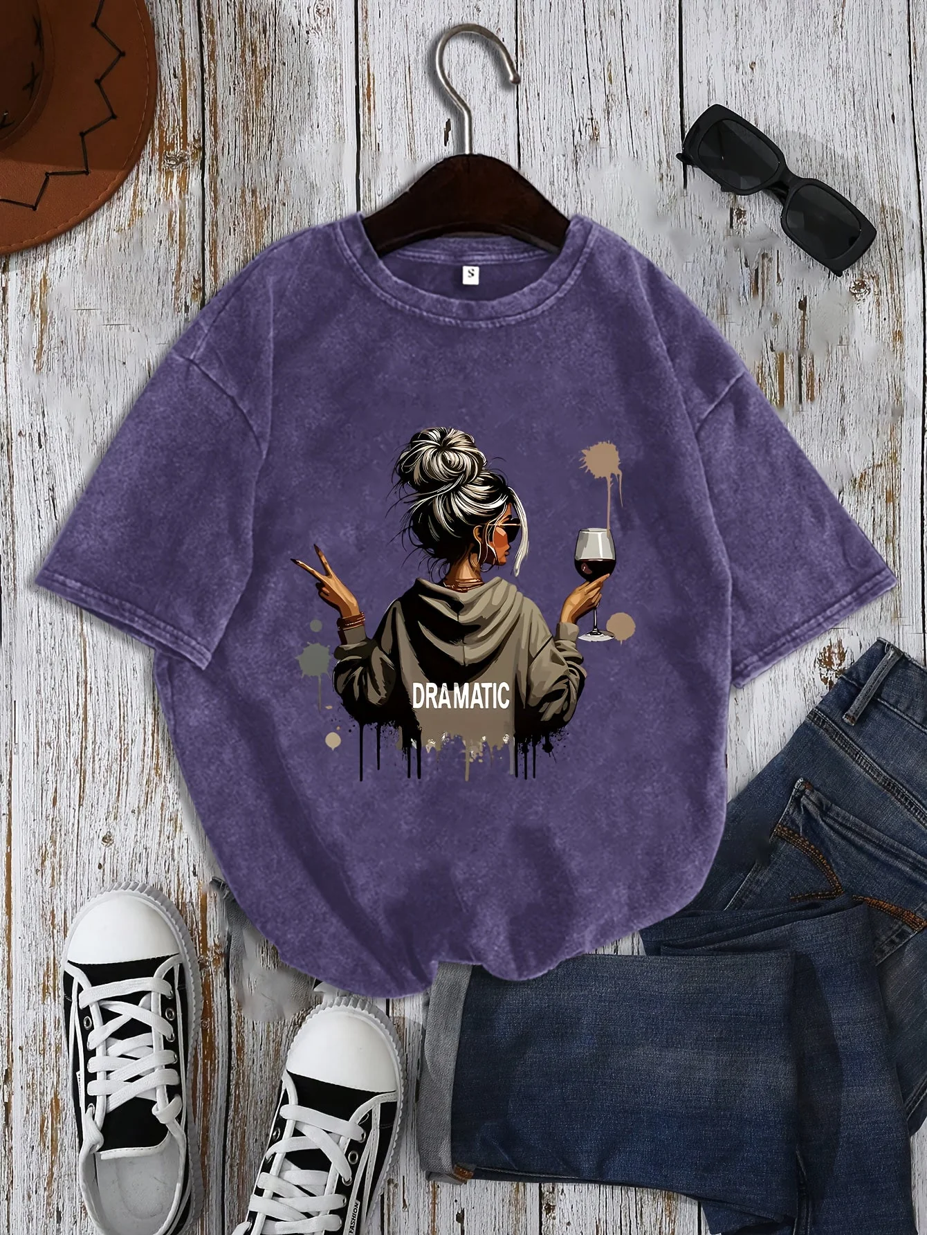 Damen Oversize T-Shirt Dramatic Print Streetstyle – Lässiges Statement-Shirt mit Grafik - Image 3