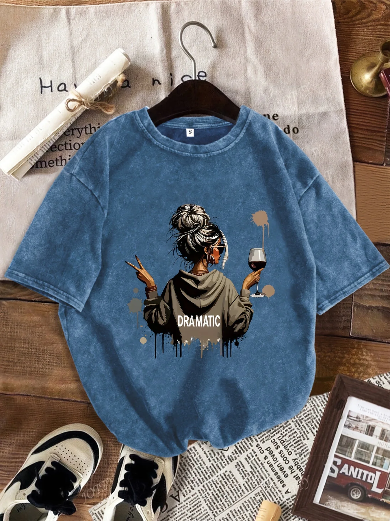 Damen Oversize T-Shirt Dramatic Print Streetstyle – Lässiges Statement-Shirt mit Grafik - Image 5