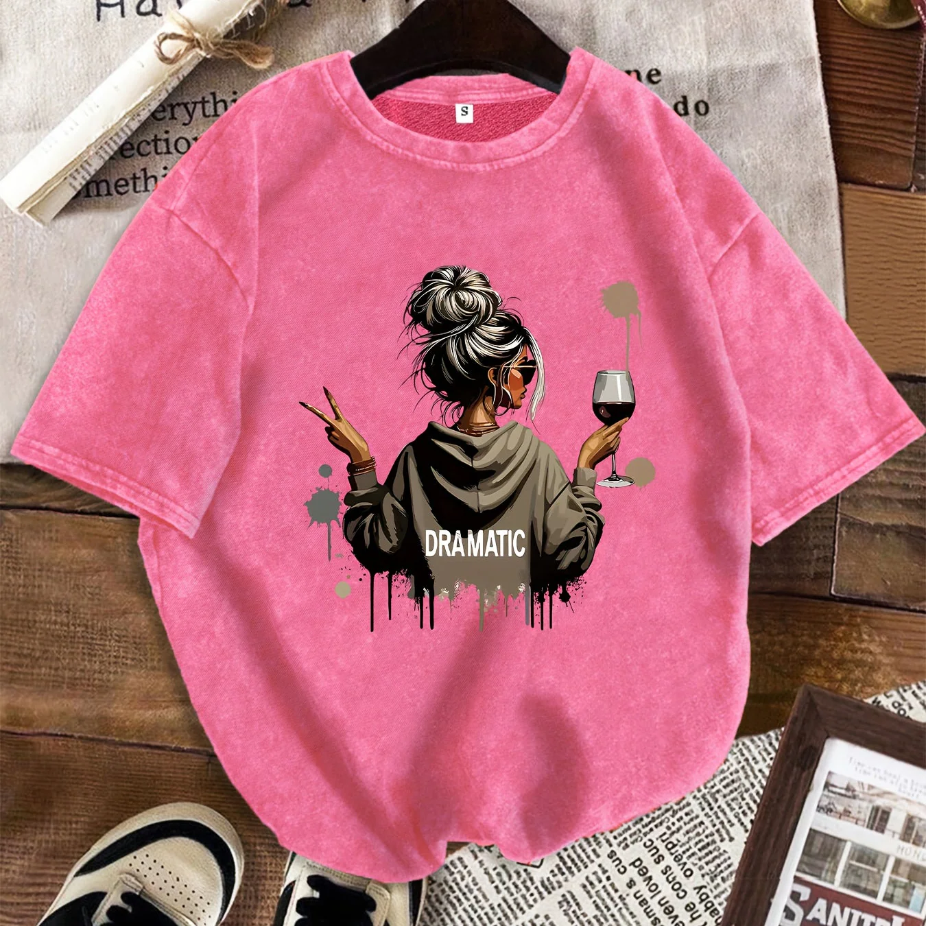 Damen Oversize T-Shirt Dramatic Print Streetstyle – Lässiges Statement-Shirt mit Grafik - Image 7