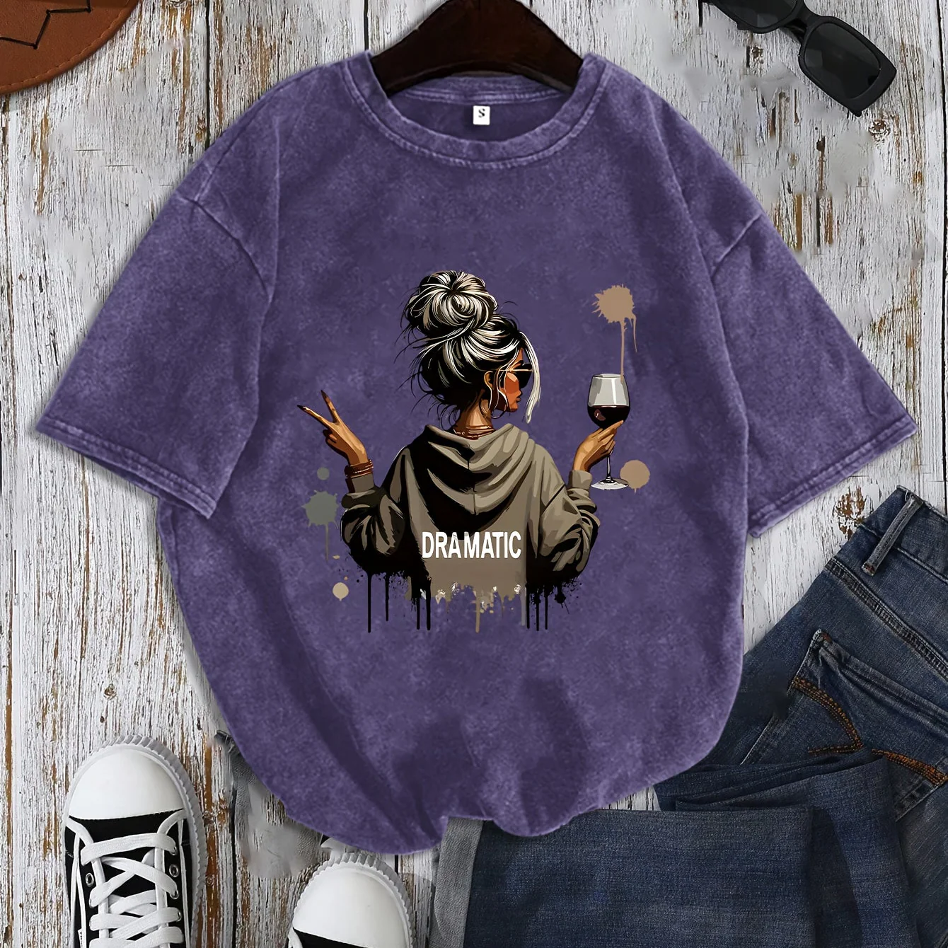 Damen Oversize T-Shirt Dramatic Print Streetstyle – Lässiges Statement-Shirt mit Grafik - Image 8