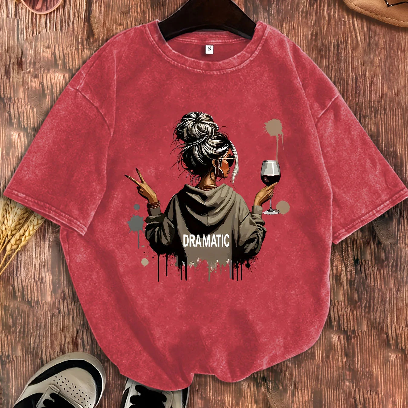 Damen Oversize T-Shirt Dramatic Print Streetstyle – Lässiges Statement-Shirt mit Grafik - Image 9