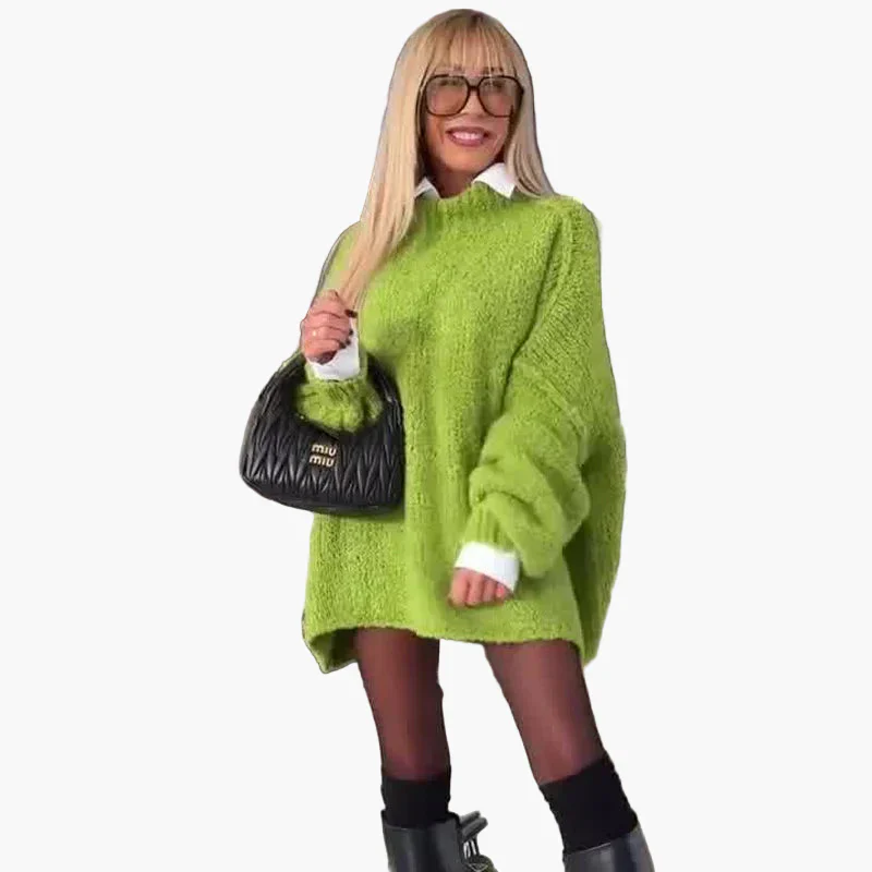Damen Oversized Pulloverkleid mit Ballonärmeln – Modischer Casual-Look für Herbst & Winter - Image 2