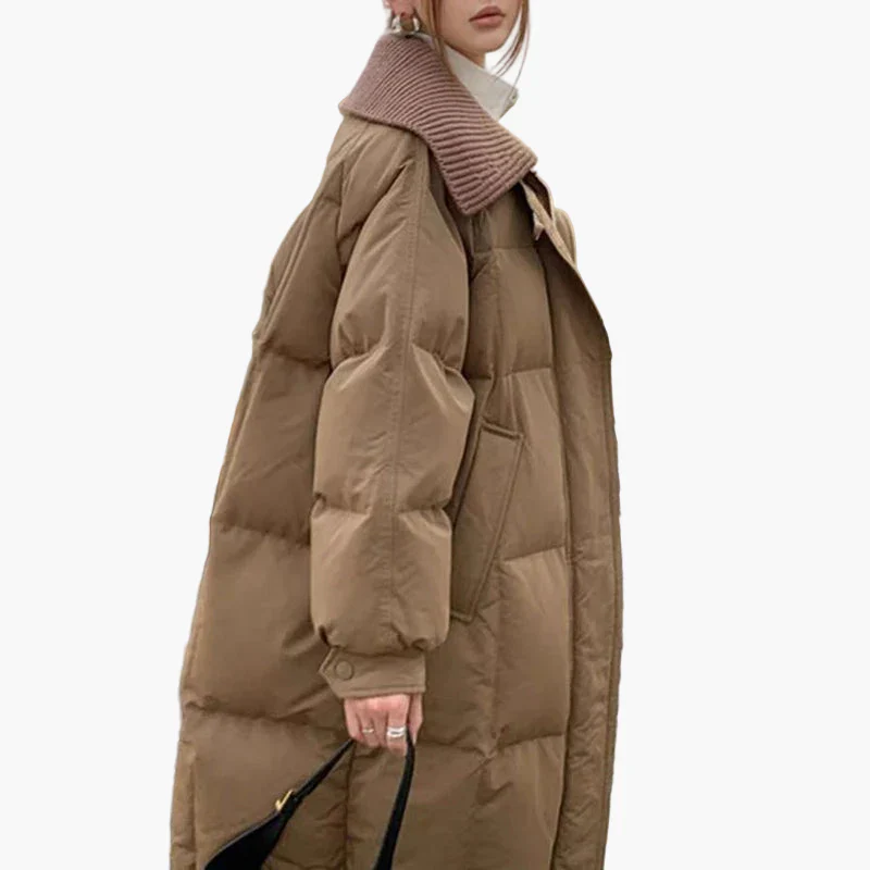Damen Oversized Steppmantel mit breitem Kragen – Lässige Winterjacke für Alltag und Freizeit - Image 6