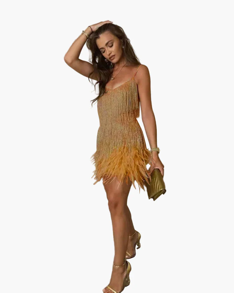 Damen Partykleid mit Fransen und Federn – Elegantes Cocktailkleid für besondere Anlässe - Image 10