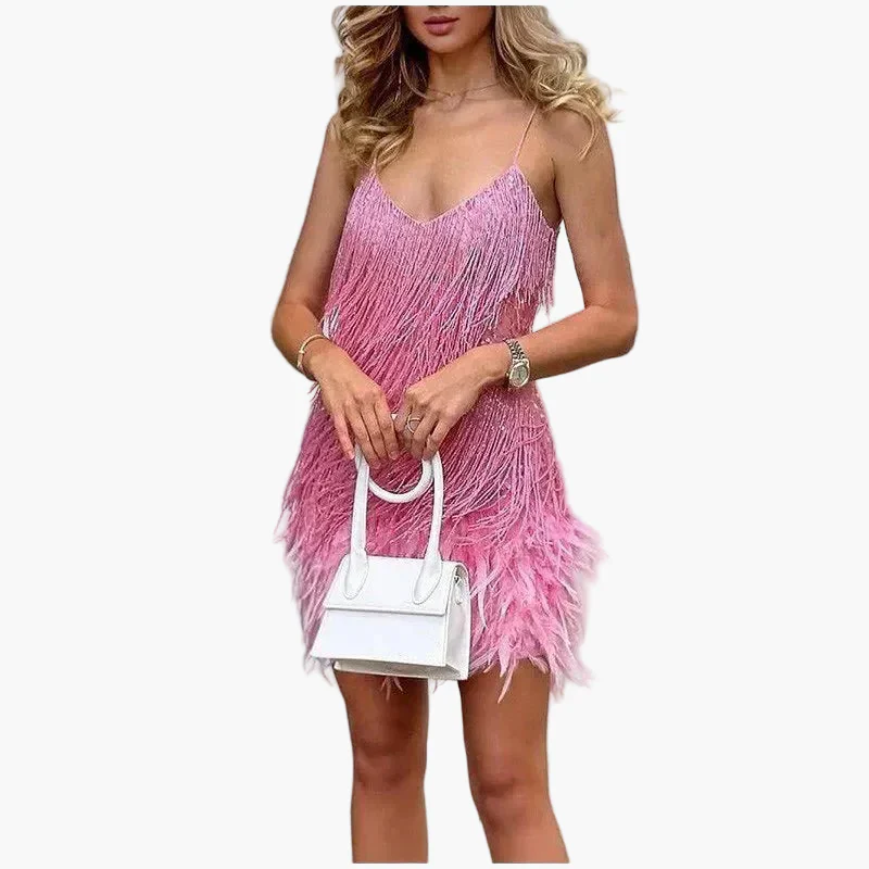 Damen Partykleid mit Fransen und Federn – Elegantes Cocktailkleid für besondere Anlässe - Image 11