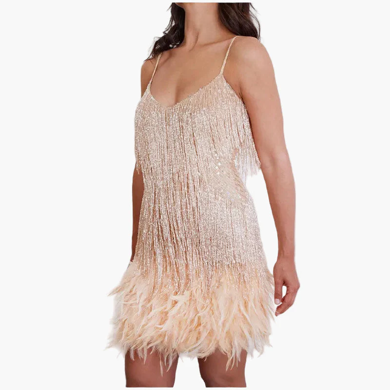Damen Partykleid mit Fransen und Federn – Elegantes Cocktailkleid für besondere Anlässe - Image 12