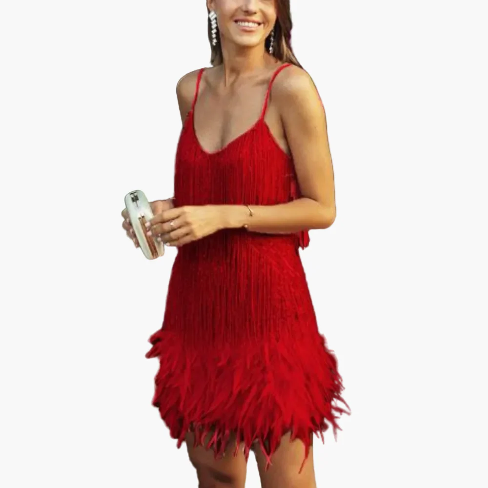 Damen Partykleid mit Fransen und Federn – Elegantes Cocktailkleid für besondere Anlässe - Image 14