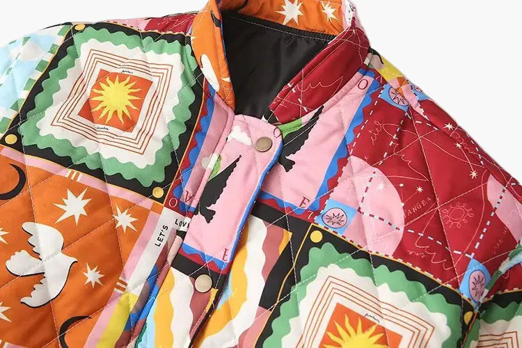 Damen Patchwork Vintage Bomberjacke – Modische Freizeitjacke im Retro-Stil - Image 4
