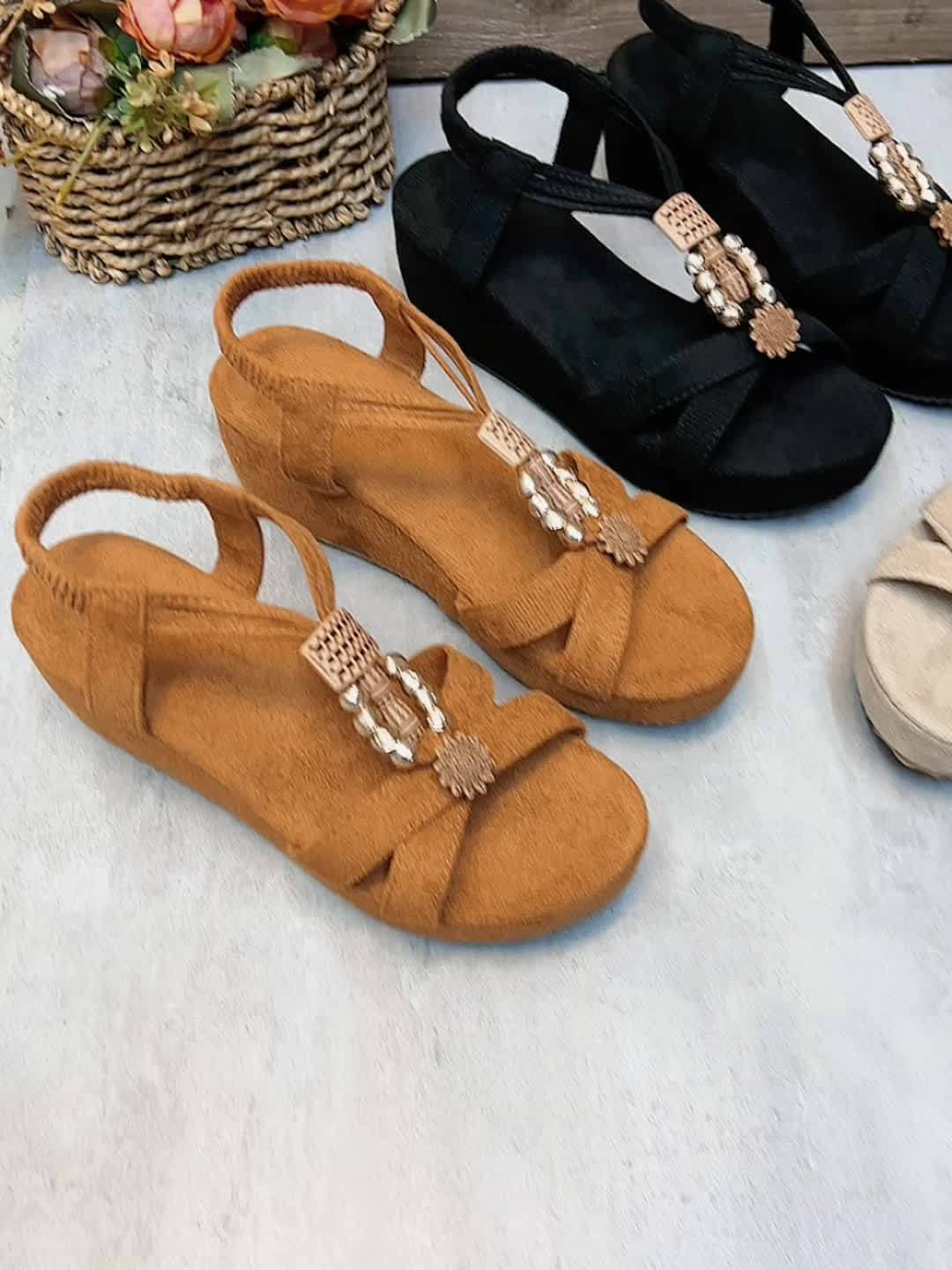 Damen Plateau-Sandalen im Boho-Stil mit Schmuckdetails – Vintage Sommer Schuhe für Alltag & Freizeit - Image 11