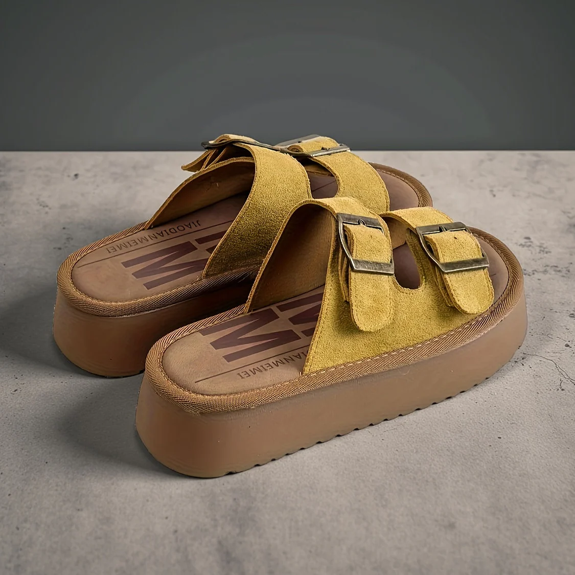 Damen Plateau-Sandalen mit Doppelriemen und Schnalle für Freizeit und Alltag - Image 11
