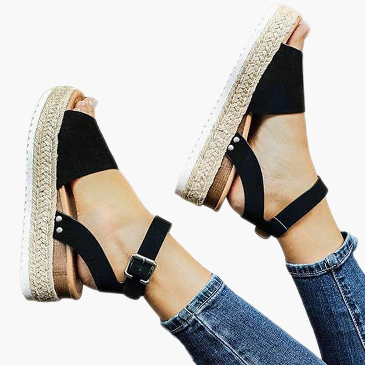 Damen Plateau-Sandalen Espadrilles – Modische Sommer-Sandalen mit Knöchelriemen für Alltag, Freizeit & Urlaub - Image 2