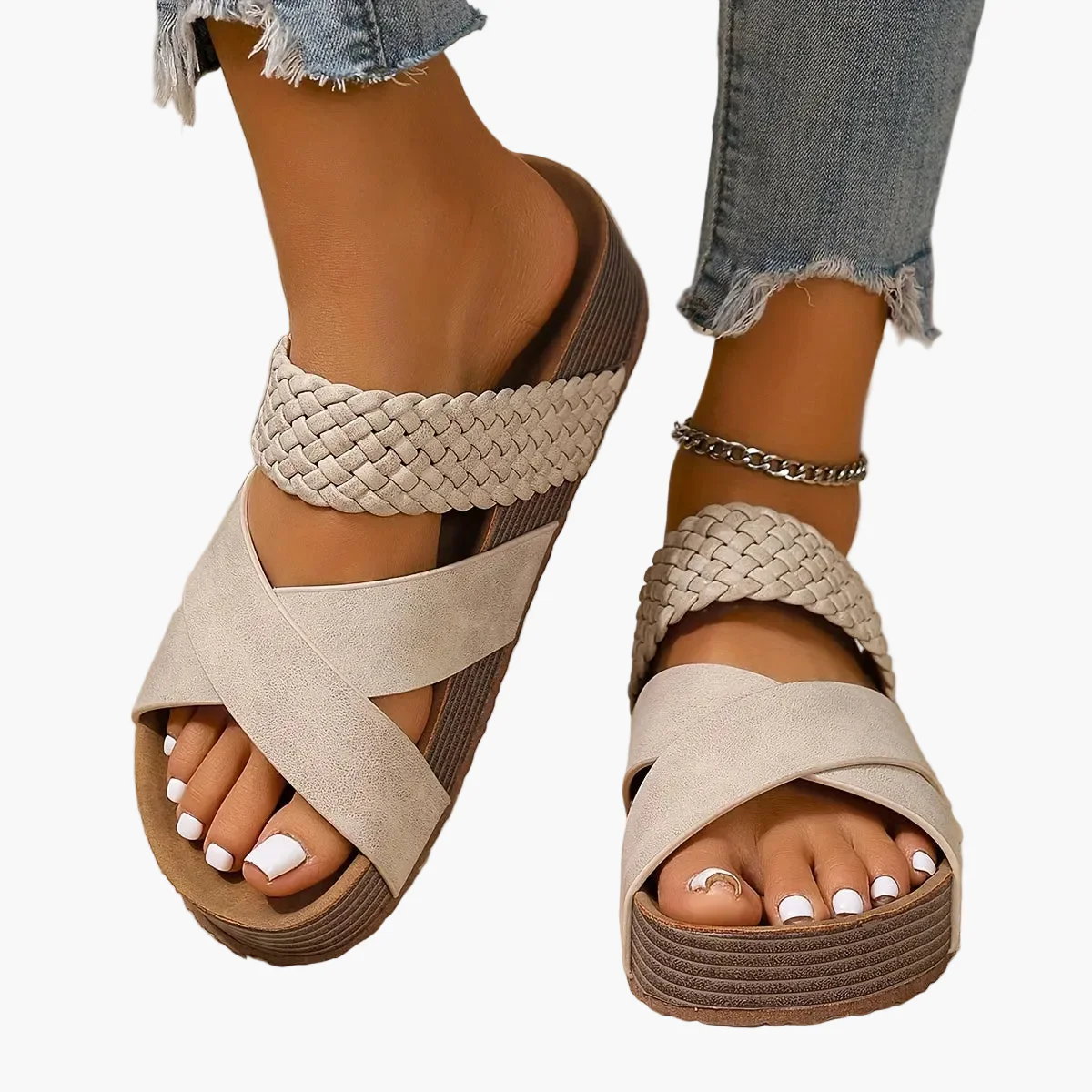 Damen Plateau-Sandalen mit geflochtenem Riemen – Boho Style für Freizeit und Sommer - Image 11