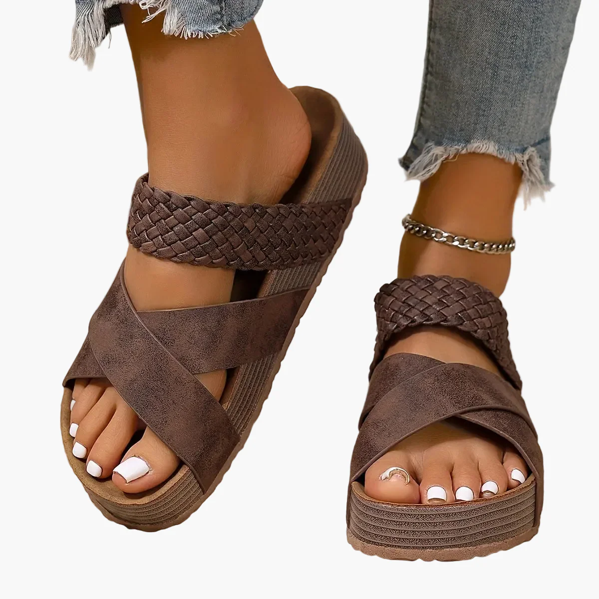 Damen Plateau-Sandalen mit geflochtenem Riemen – Boho Style für Freizeit und Sommer - Image 12