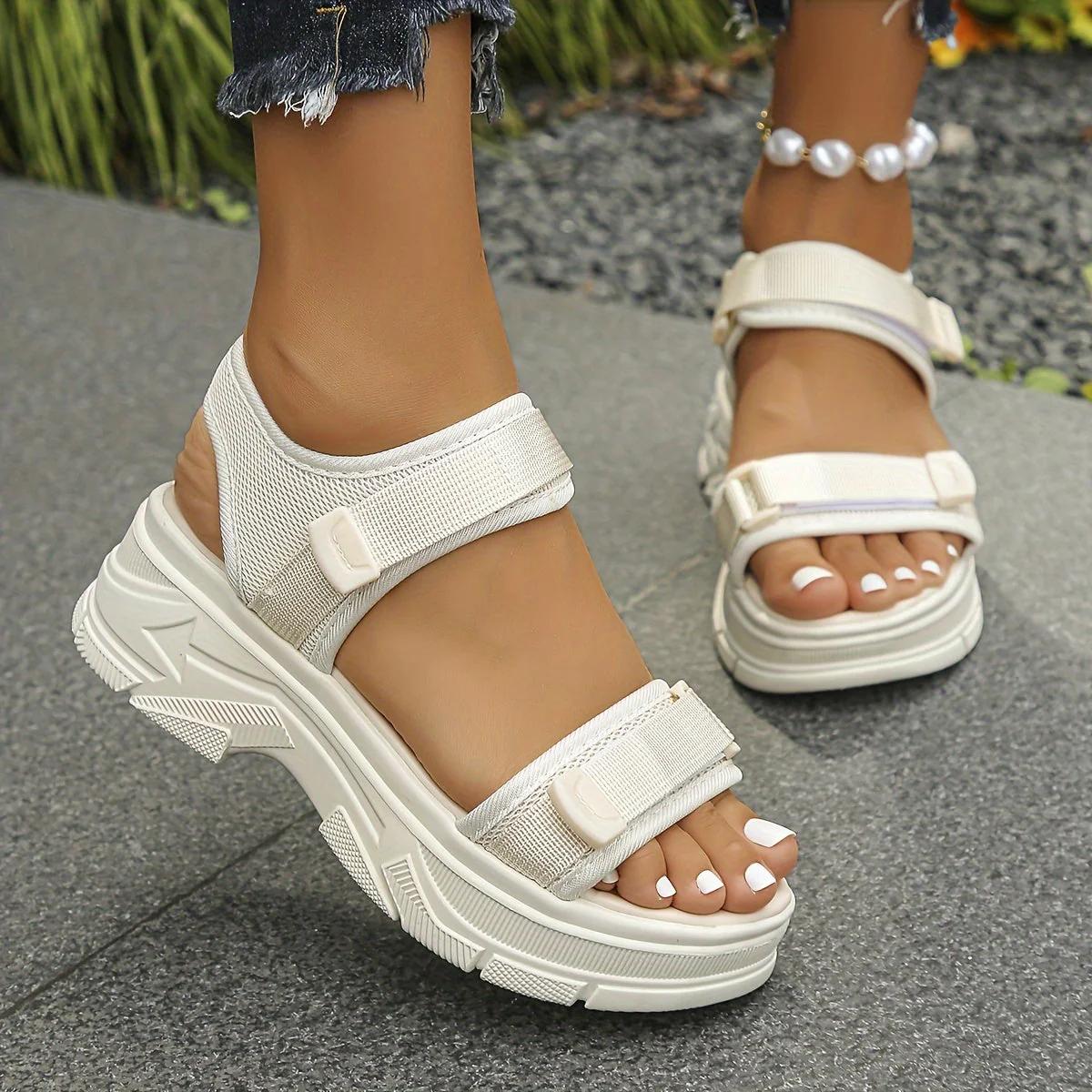 Damen Plateau-Sandalen mit Klettverschluss – Sportlicher Sommerlook für Alltag und Freizeit - Image 3