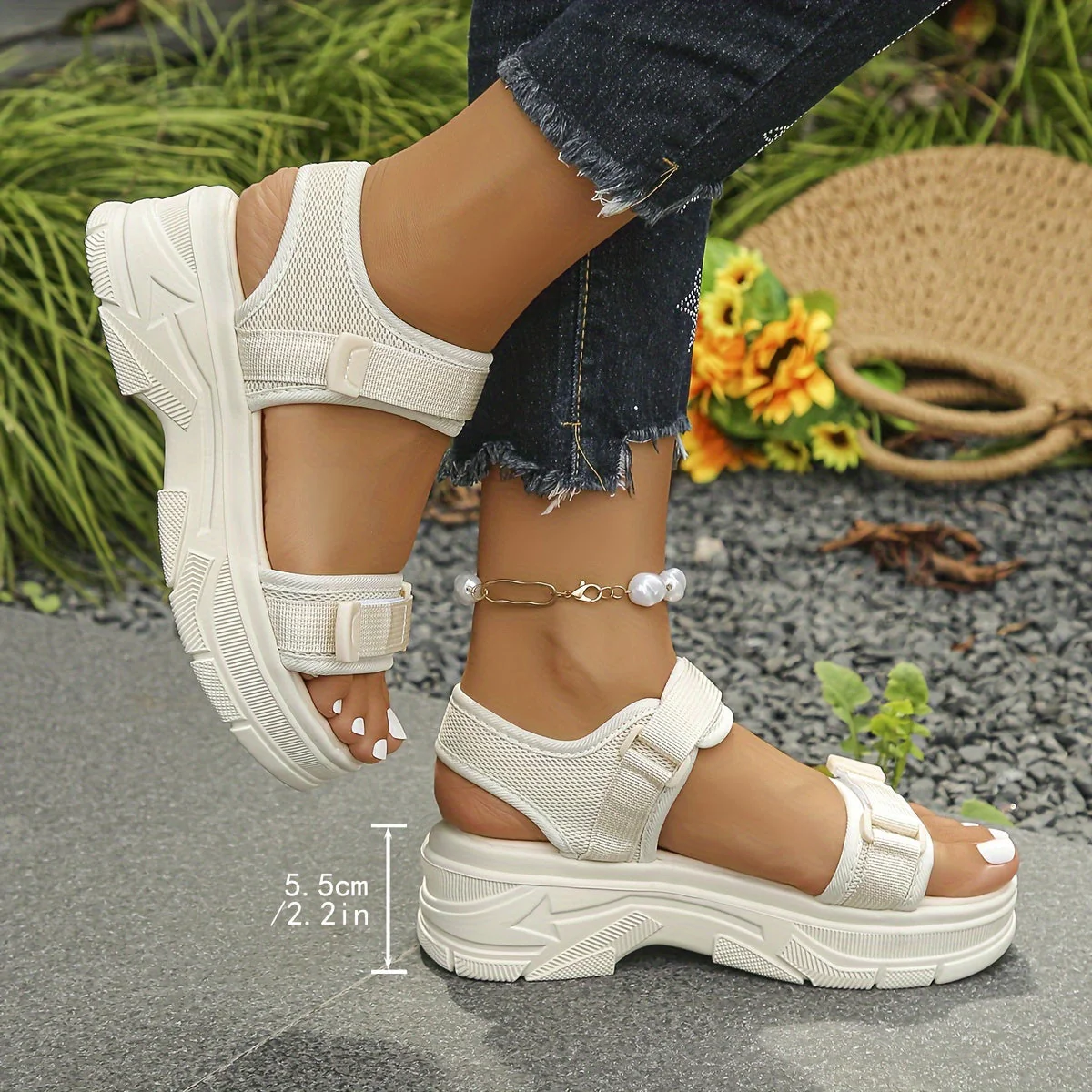 Damen Plateau-Sandalen mit Klettverschluss – Sportlicher Sommerlook für Alltag und Freizeit - Image 7