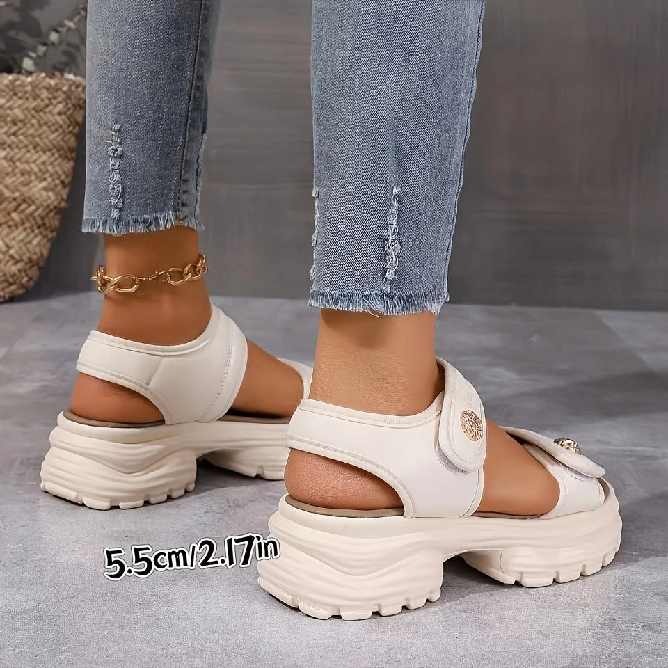 Damen Plateau-Sandalen mit Klettverschluss – Modische Outdoor-Sommerschuhe im eleganten Look - Image 6