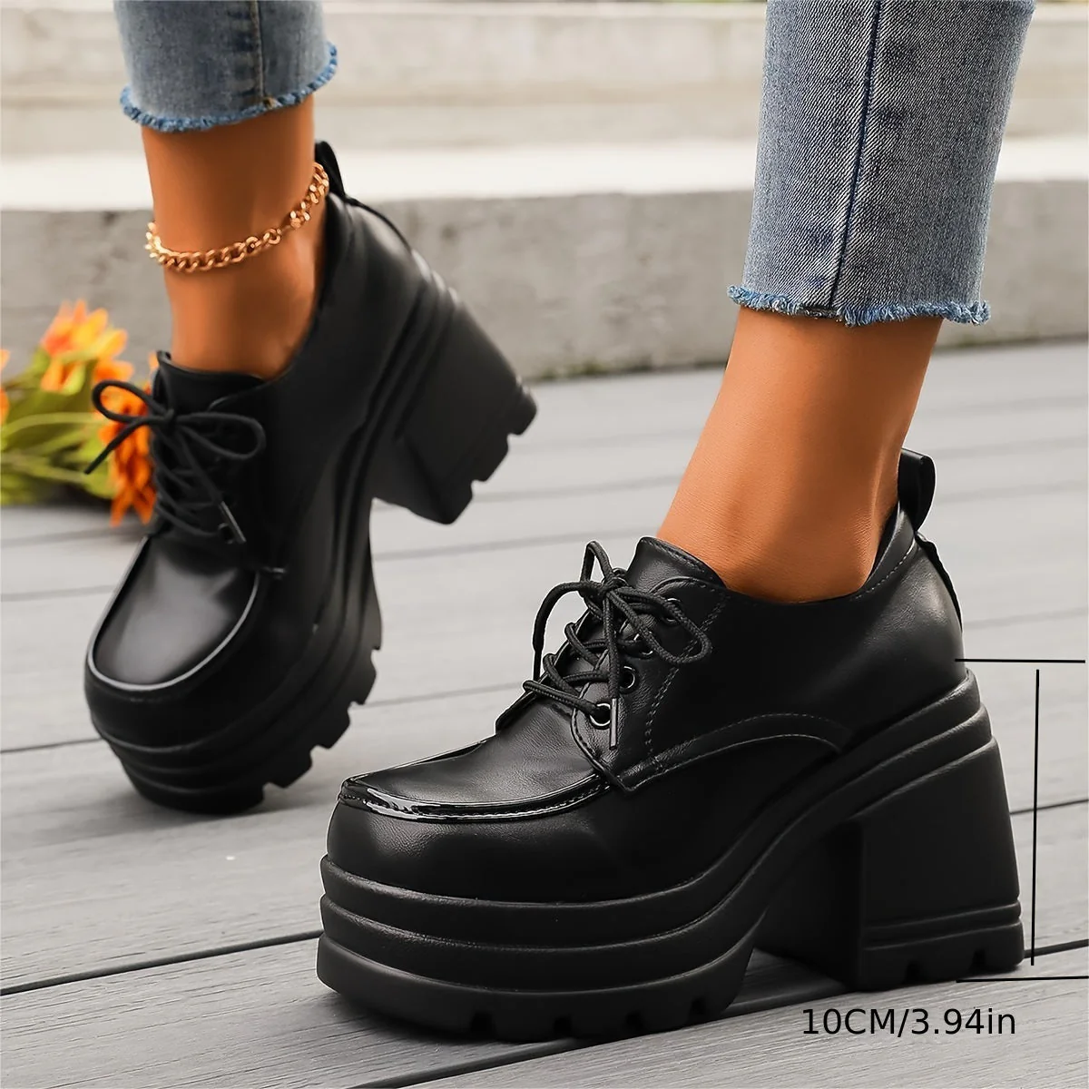 Damen Plateau Schnürschuhe Retro Stil mit Blockabsatz – Modische Freizeitschuhe für Alltag und Ausgehen - Image 8