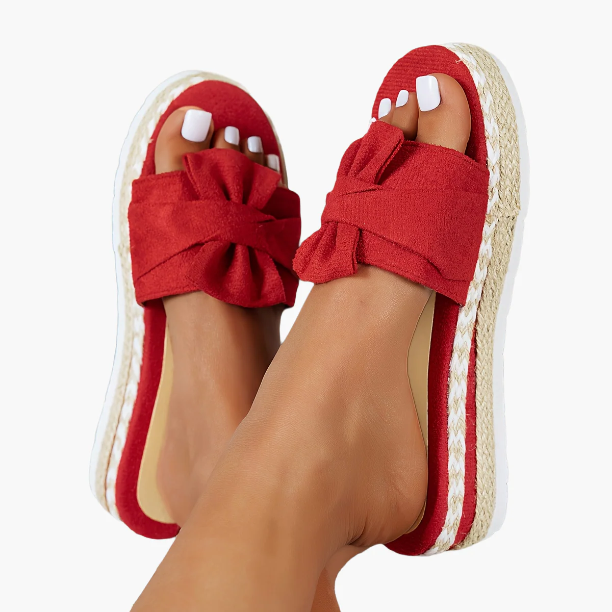 Damen Plateau-Slipper mit Schleife für den Sommer – Bequeme Freizeitschuhe, Offener Zehenbereich - Image 12